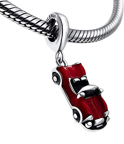 Bolenvi Sports Car Red Ferrari 925 erling Silver Pendant Charm Bead For Pandora & Similar Charm Bracelets or Necklaces