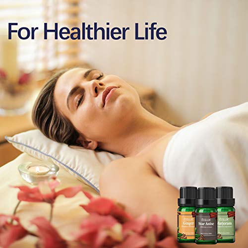 Essential Oils Set, Esslux Winter Spicy Aromatherapy Oils Collection, Black Pepper, Ginger, Basil, Marjoram, Cinnamon, Star Anise Essential Oil, Perfect for Diffuser, Massage, Candle Making