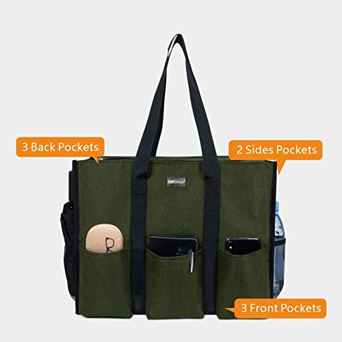 Image of TOPDesign Utility Water Resistant Tote Bag with 13 Pockets, Zipper Closure