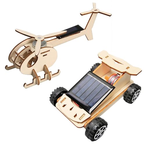 TNSLAND 2 Stück Solar Holzbausatz Flugzeug Bausatz Bausätze Solarbetriebenes 3D Holz Puzzle Modell Kit Solar Spielzeug DIY Geschenke