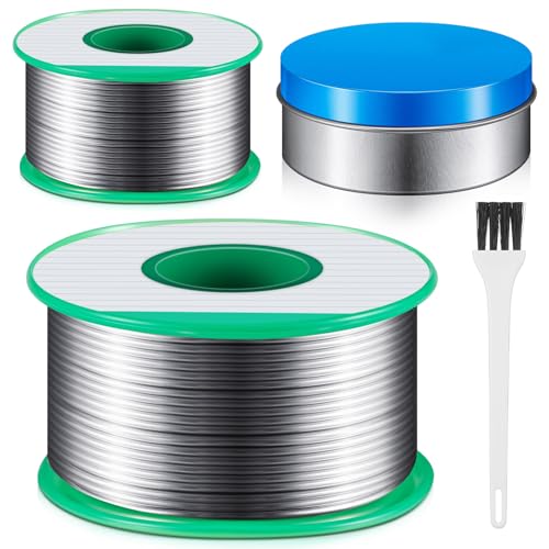 Image of Zonon 4 Pack Plumbing Solder Flux Kit Include 2 Pcs Solder Wire (3mm, 226g(1 /2 Lb),1 Pcs 100g Rosin Flux Paste and Brush for Plumbing Repairs