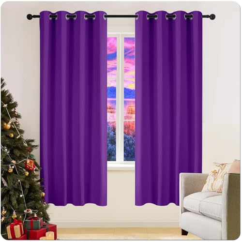 Rideau occultant isolant 80 x 50 cm anti bruit effet lin pourpre - 2