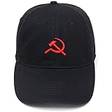 Lyprerazy Men's Baseball Cap CCCP Communist Flag Embroidery Hat Cotton Embroidered Casual Baseball Caps (Black,7)
