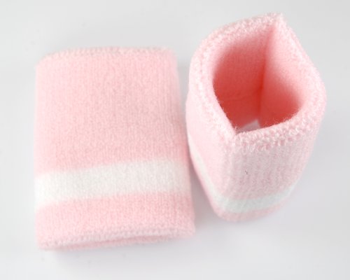 Basket,Tennis,Yoga All Sports Wrist Bands "Pink/White" 1 pairs