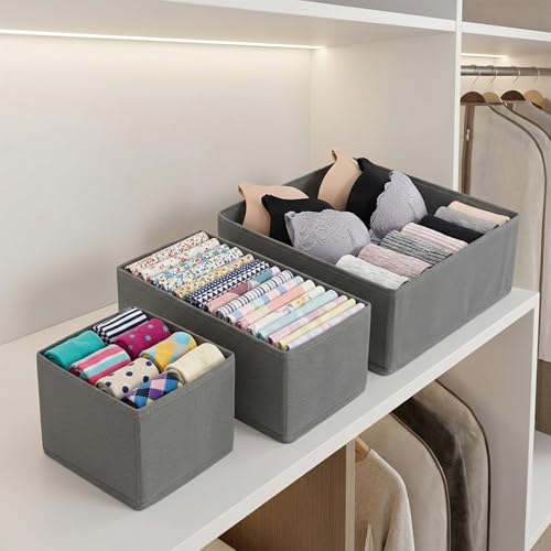 Image of Foldable Non-Woven Fabric Cube Storage Box Drawer Organizer (Pack of 3) | Collapsible Wardrobe Storage Bins for Clothes, Toys, Books & Shelves | Durable Closet Organizer Basket