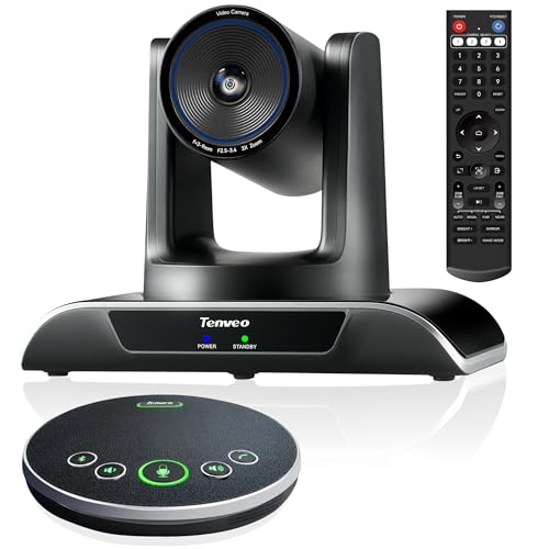 Tenveo Système de Caméra de Conférence avec Haut-Parleur Bluetooth 20X Zoom AI Tracking USB3.0 HDMI PTZ Caméra Vidéoconférence 1080P Webcam pour Réunion Église Éducation Médicale Teams Zoom OBS