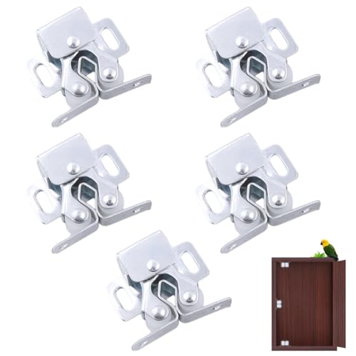 YUZNA 5 unidades cierre de rodillo doble para puertas de armario y guardarropa, pestillo de bola para muebles, cierre de puerta para armarios y puertas de armario