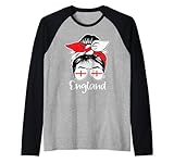 Photo Gallery messy bun england flag for english men women kids king s day maglia con maniche raglan Photo Gallery messy bun england flag for english men women kids king s day maglia con maniche raglan