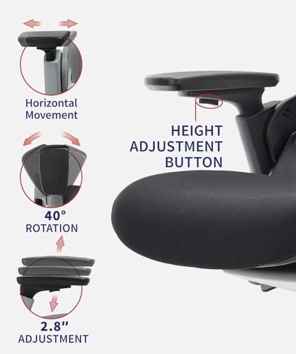 Image of CLATINA Ergonomic High Swivel Executive Chair Fabric Mesh Office Tables Chair with Adjustable Height Head 3D Arm Rest Lumbar Support and Upholstered Back for Home Office Conference Black