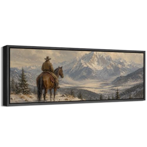 Image of MUDECOR Large Framed Canvas Print Wall Art Cowboy Vista for Living Room