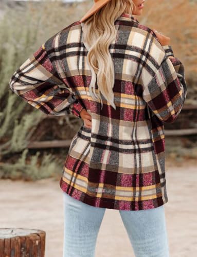 Magritta Womens Shirts Collared Long Sleeve V Neck Button Down Oversized Blouses Tops with Pockets2