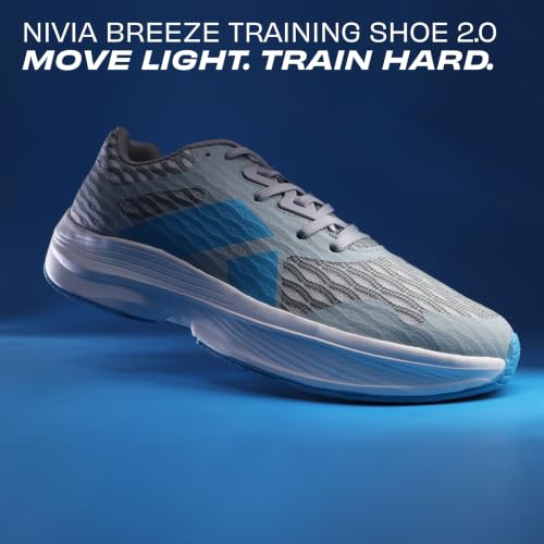 Image of Nivia Breeze Training Shoes for Men, Lightweight Lace‑Up Knit Upper, Duo‑Foam Comfort Midsole, Textured Rubber Outsole, Ideal for Gym, Running & Cross‑Training