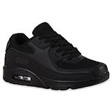  Unisex Sport Damen Herren Sneakers Lauf Neon Camouflage Glitzer Stoff Runners Trainers Leder-Optik Schuhe 111997 Schwarz 38 Flandell