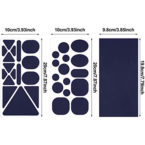 9 Sheets 96 Pcs Nylon Repair Patches Self Adhesive Patch Different Size and Shapes Clothes Waterproof Lightweight Clothing Fabric Repair Patch for Down Jacket, Tent Clothes, Outerwear(Dark Blue)