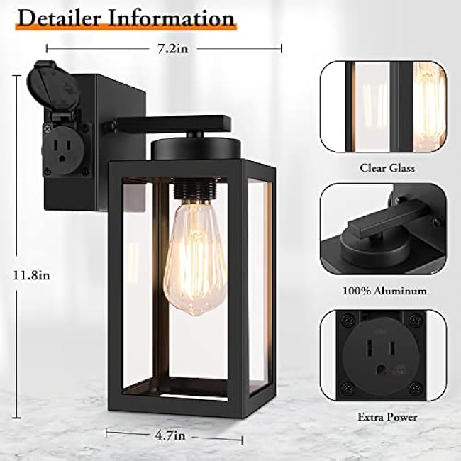 Porch Lights Outdoor Wall Lantern Black Outdoor Wall Light Exterior Light Fixture