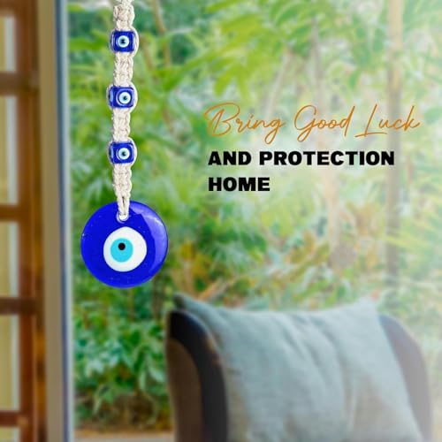 Image of ZAICUS Turkish Blue Glass Evil Eye Hanging | Feng Shui Vastu Nazar Battu for Protection & Good Luck | Perfect for Home Decor & Gifting | Ideal for Doorways, Home, & Office