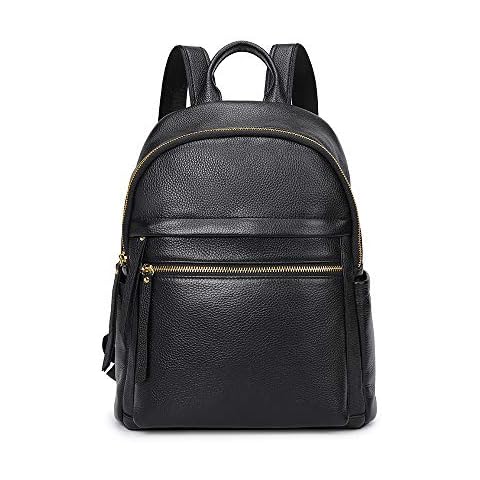 Kattee Genuine Leather Backpack Purse for Women Multi-functional Elegant Daypack Soft Leather Shoulder Bag Office, Shopping, Trip - Black Cover