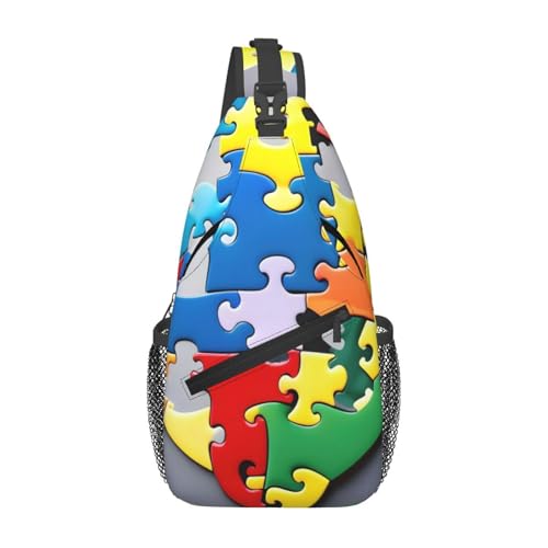 Mochila Cruzada con Diseño Puzzle para Conciencia de Autismo