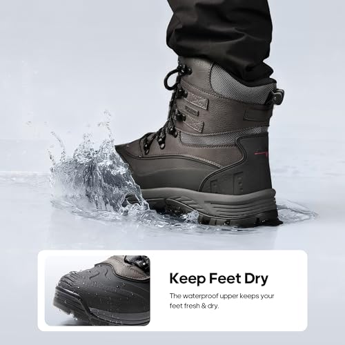 NORTIV 8 NORTIV 8 Men's Insulated Waterproof Construction Rubber Sole Winter Snow Ski Boots,Size 6.5,Black/Grey,160443-M