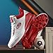 Fiiuos Men's Baseball Shoes black white Outdoor High-Tops Lace-Up Non-Slip Spikes Football Turf Shoes For Men Competition/Training Combat Boots Baseball Sneakers (White/Red, Adult, Men, 8.5, Numeric, US Footwear Size System, Medium)