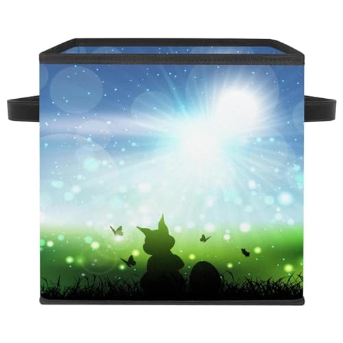Boîte de rangement pliable motif lapin de Pâques cube en tissu