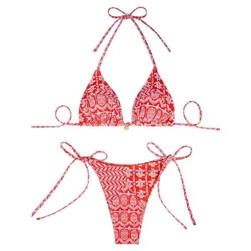 Bikini taille haute deux pièces imprimé pour femme chic et élégant