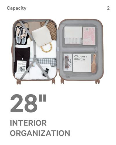 artrips Travel Luggage 28 inch,Large Suitcase with 8 Spinner Wheels,PC Lightweight Hardside Luggage,Travel Suitcase with Bread Design,TSA Lock,Brown,Large luggage hardshell 28-Inch,98L4