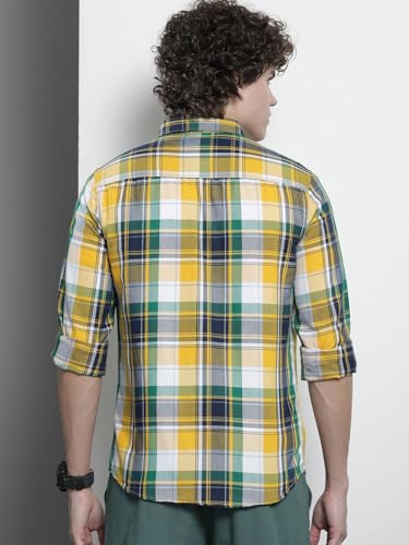 Image of The Indian Garage Co Men Regular Fit Checkered Full Sleeves Cutaway Collar Casual Shirt