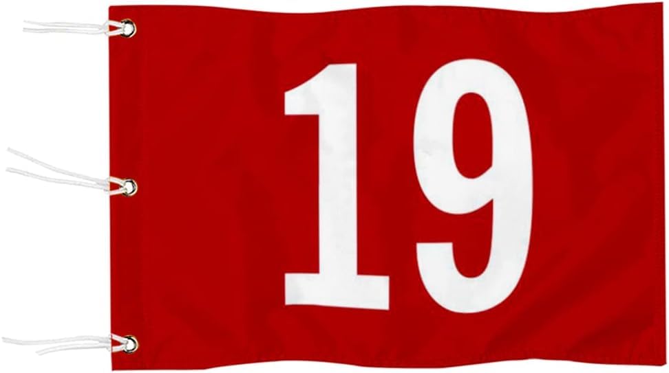 Standard Golf Flag Number 19 Golf Pin Flag Practic Putting Green Golf Flag For Backyard Garden Double-Sewn 600D Nylon Miniature Pin Flag (20"x13"Grommet)
