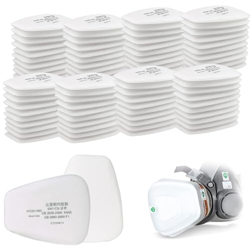 80 Pcs 5N11 Filtros para Algodón Kit, para 3M 6000/6200/7502/6800/7501/Ff40 Máscara Respiratoria y Compatibles con Otras Marcas (10,5 x 8,5 x 0,5 cm, 80)