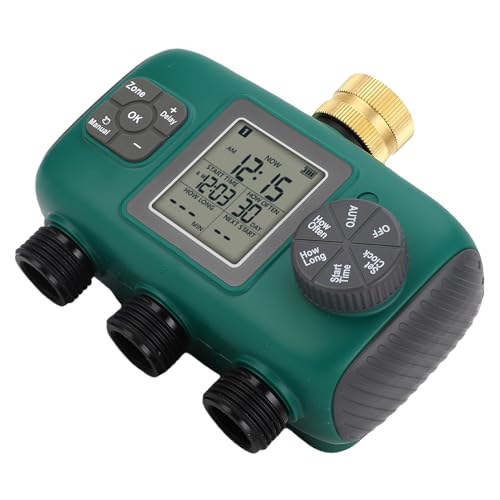 Oumefar Pantalla LCD Temporizador de Riego de 3 Salidas para Jardín Puerto de Latón Controlador de Riego Automático para Plantas y Flores