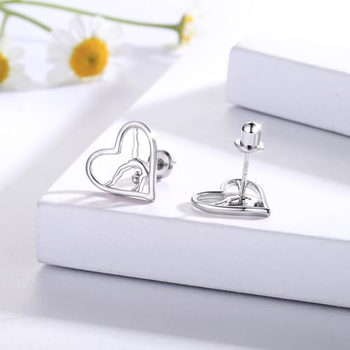 Image of Gymnastics Gifts for Women Gymnast Stud Earrings 925 Sterling Silver Team USA Gymnastics Fashion Jewelry Sport Birthday Christmas Gifts
