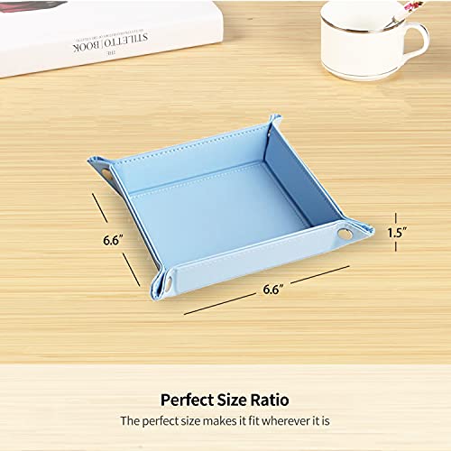 Image of YAPISHI Key Dish Bowl for Men, Entryway Catchall Holder Bedside Table Valet Tray for Pocket Stuff, PU Leather Nightstand Organizer for Dice /Coins /Wallet /Watch /Rings /Sunglasses, Dresser /Coffee Table