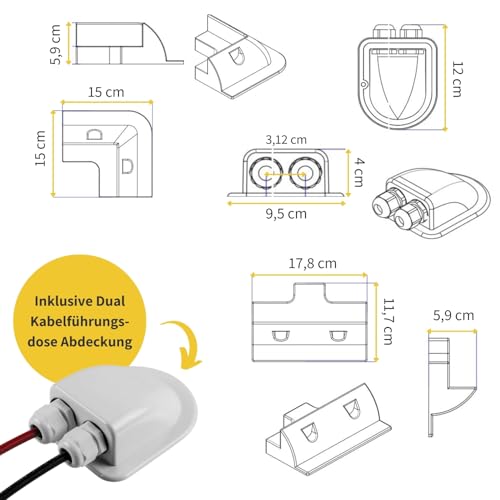 Avoltik Solarpanel Halterung I witterungsbeständige Solarmodul Halterung aus ABS-Kunststoff I Solar Eckhalterung + Kabelführungsdose I Halterung für Solarmodule in weiß I Solarpanel Montageset