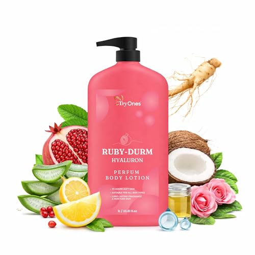 Image of Ruby-Durm Hyaluron Perfum Body Lotion with Pomegranate Fragrance, 72-Hour Moisturizing Formula for All Skin Types, 1L /33.81 fl.oz