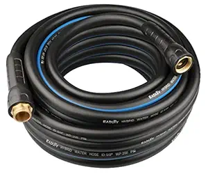 EADUTY Hybrid Garden Hose 5/8 IN. x 50 FT, Heavy Duty, Lightweight, Flexible with Swivel Grip Handle and Solid Brass Fittings, Gray+Blue