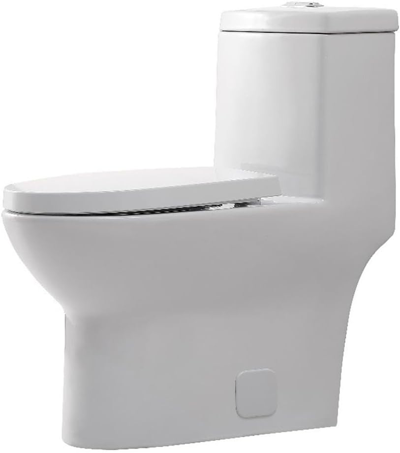 Inodoro elegante de una pieza, alargado, cerámico, color blanco, 15 pulgadas, para cocina y baño miniatura 1