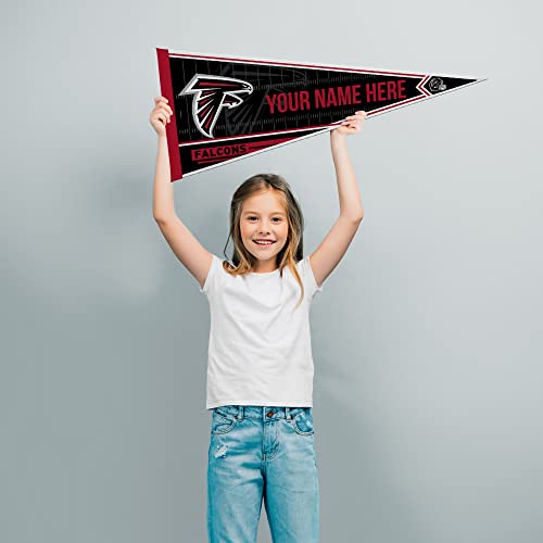 Image of Rico Industries NFL Football Atlanta Falcons Personalized - Custom 12 inch x 30 inch Soft Felt Pennant - EZ to Hang