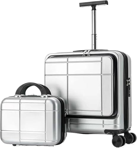 Travel Suitcase 2 Piece Sets Spinner 18inch Suitcase,With Telescopic Handle, 14-inch Cosmetic Case Carry-on Luggage (Color : Yellow, Size : 14+18in)2