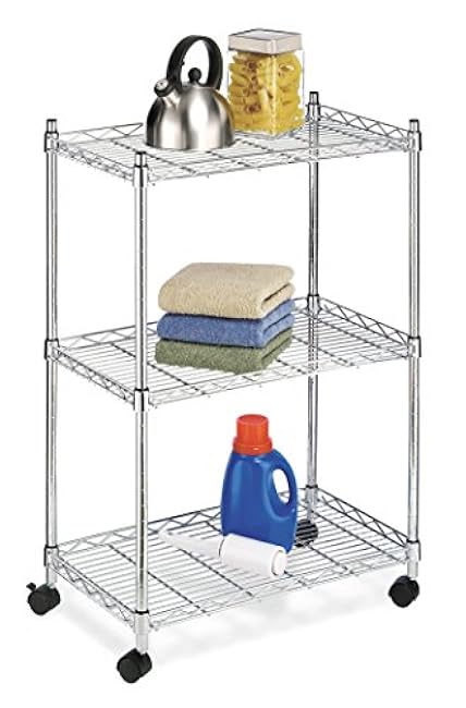 Whitmor Rolling 3 Shelf Cart, Chrome-3HRIVbIf