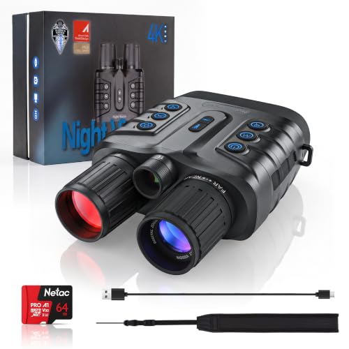 Night Vision Goggles, 4K 40MP Binoculars with 10000mAh Battery, 64GB Card