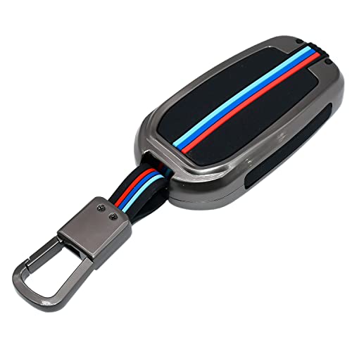 Image of KMH Metal Car Key Cover Compatible with Toyota Crysta Innova Hycross Hilux and Maruti Suzuki Invicto Model Keycover with Keychain 2 Button Key Shell Case Holder Protector (Metallic) Pack of 1