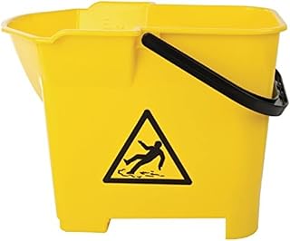 Cubo con asa para limpiar el suelo, contenedor de agua para restaurante, área pública, color amarillo