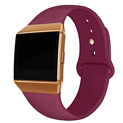NAHAI Compatible Fit bit Ionic Bands, Soft Silicone Replacement Strap Accessory Breathable Wristbands for Fit bit Ionic Smart Watch, Small, Wine Red with Rose Button NAHAI Compatible Fit bit Ionic Bands, Soft Silicone Replacement Strap Accessory Breathable Wristbands for Fit bit Ionic Smart Watch, Small, Wine Red with Rose Button
