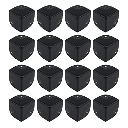 Image of Antrader 16Pcs Black Metal Corner Protector,1.57 inch Box Edge Guard Protector,Metal Cabinets Speaker Corners Protector(40x40x40mm)