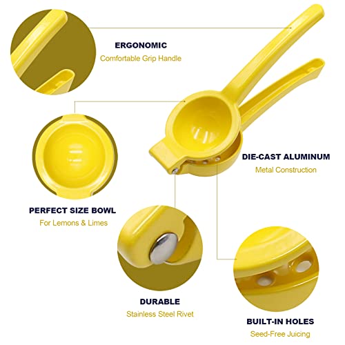 Hongtellor Lemon Squeezer - Manual Citrus Juicer Press for Lemons, Limes, Lemonade & Cocktails