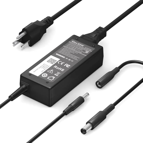 65W Laptop Charger for dell Inspiron AC Adapter Compatible with Dell Inspiron 11 13 15 17 Charger 11-3000 13-7000 15-7000 15-5000 17-7000 17-5000 17-3000 3452 5570 with 2 Tips (4.5mm + 7.4mm)