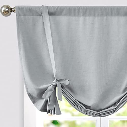 Vangao Linnen look vitrage bruin keuken moderne gordijnen kort bistrogordijn set van 2 65 x 115 cm met stangdoorgang landhuisstijl lichtdoorlatende gordijnen kort keukengordijnen voor caravans
