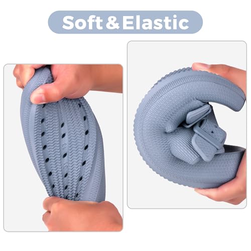 Kids Buckle Cloud Slides丨Boys Girls Slip On Sandals丨Youth Shower Flip Flops Beach Pool Shoes EVA Adjustable Summer Slippers （12 Little Kids - 7 Big Kids）4