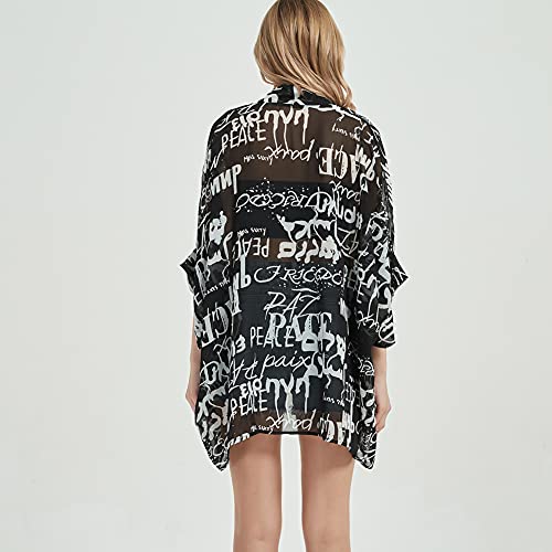 Kimono floral bohemio holgado de gasa transparente que estiliza tu figura 5